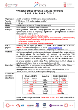 PRVENSTVO SRBIJE U DVORANI za MLAĐE JUNIORE/KE