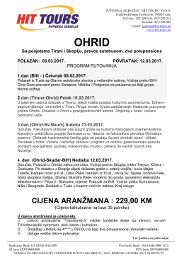 Cjenovnik - Hit Tours Tuzla