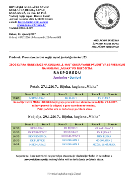 Raspored - KK "Željezničar"
