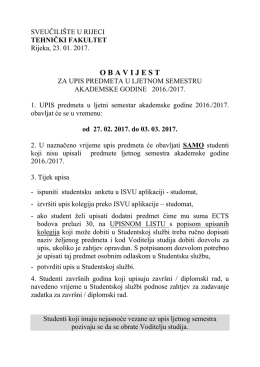 obavijest - Tehnički fakultet Rijeka