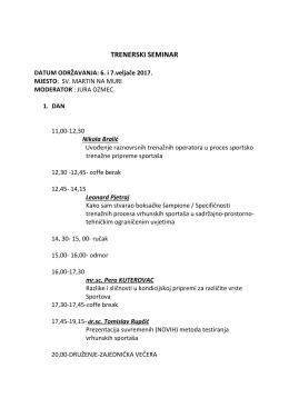 HOO TRENERSKI SEMINAR program