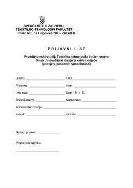 prijavnilist - Tekstilno-tehnološki fakultet