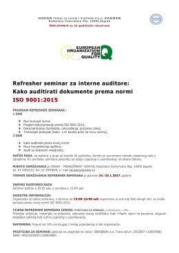 Refresher seminar za interne auditore - OSKAR