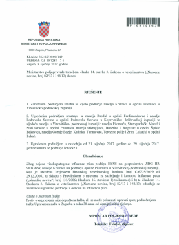 Rje&scaron;enje o progla&scaron;avanju zaraženog i ugroženog područja