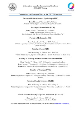 Orientation Days for International Students 2016/2017 Spring