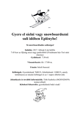 Gyere el síelni vagy snowboardozni suli időben Eplénybe 2017
