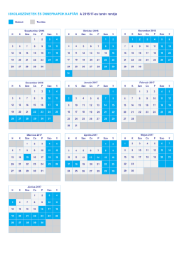 ISKOLASZ&Uuml;NETEK &Eacute;S &Uuml;NNEPNAPOK NAPT&Aacute;R A 2016/17
