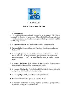 sakk (20170128) - Katolikus Iskolák Diák Sportszövetsége