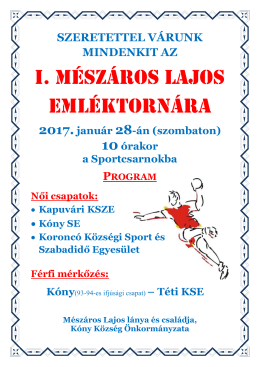 I. M&eacute;sz&aacute;ros Lajos Eml&eacute;ktorn&aacute;ra