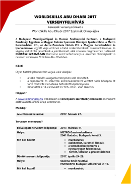 WorldSkills cukrász válogató versenykiírás