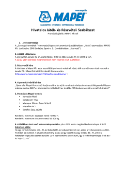 Hivatalos J&aacute;t&eacute;k- &eacute;s R&eacute;szv&eacute;teli Szab&aacute;lyzat