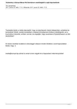 Közlemény a Szinyei Merse Pál Gimnázium vezetőségétől a sajtó