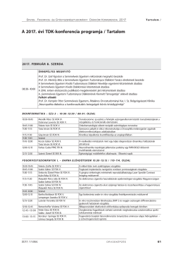 A 2017. &eacute;vi TDK-konferencia programja / Tartalom