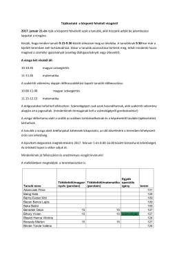 T&aacute;j&eacute;koztat&oacute; a k&ouml;zponti felv&eacute;teli vizsg&aacute;r&oacute;l 2017. janu&aacute;r 21