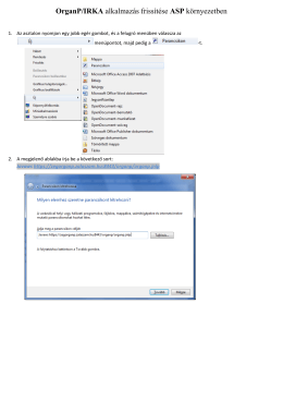 OrganP/IRKA alkalmazás frissítése ASP környezetben
