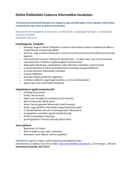 Online Értékesítési Csatorna informatikai munkatárs