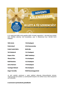 A nyertesek listáját itt találja.