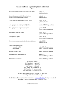 Tavaszi medence- és pénztárnyitások időpontjai