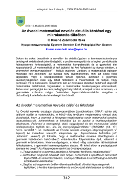 342 Az óvodai matematikai nevelés aktuális kérdései egy