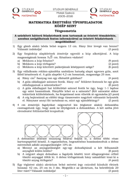 MATEMATIKA ÉRETTSÉGI TÍPUSFELADATOK