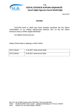 İlaç Geri Ödeme Komisyonu 2017 Yılı Çalışma Takvimi