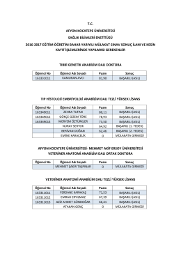 2016-2017 eğitim &ouml;ğretim yılı bahar yarıyılı m&uuml;lakat sınav sonu&ccedil; ilanı