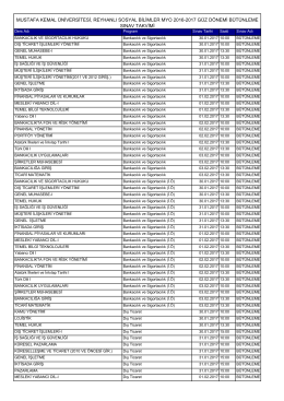 2016-2017 Güz Yarıyılı Bütünleme Sınav Programı