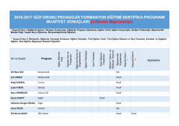 2016-2017 GÜZ GRUBU PEDAGOJİK FORMASYON EĞİTİMİ