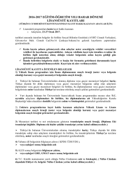 2016-2017 eğitim-öğretim yılı bahar dönemi lisansüstü kayıtları