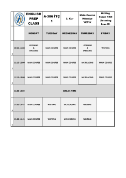 İngilizce Hazırlık Bahar Dönemi Ders Programları