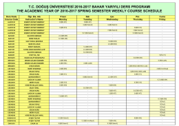 tc doğuş üniversitesi 2016-2017 bahar yarıyılı ders programı / the