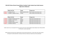 2016-2017 Bahar Dönemi Sosyal Bilimler Enstitüsü Yedek Listeden