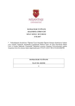 BANKACILIK VE FİNANS ARAŞTIRMA GÖREVLİSİ SINAV SONUÇ