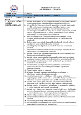Başkanlık Görev Tanımı - Erciyes Üniversitesi Strateji Geliştirme