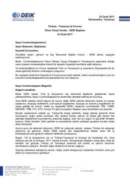 türkiye-tanzanya iş forumu konuşması