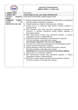 Stratejik Planlama Şube M&uuml;d&uuml;rl&uuml;ğ&uuml; G&ouml;rev Tanımı