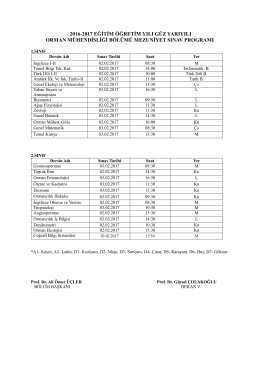 2016-2017 eğitim öğretim yılı güz yarıyılı orman mühendisliği