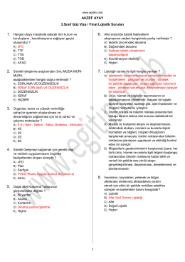 1 AUZEF AYAY 3.Sınıf Güz Vize / Final Lojistik Soruları