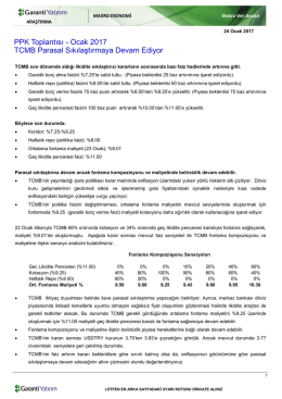 PPK Toplantısı - Ocak 2017 TCMB Parasal