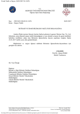 Stajyer Talebi - Akdeniz &Uuml;niversitesi