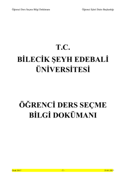 tc bilecik şeyh edebali üniversitesi öğrenci ders seçme bilgi dokümanı