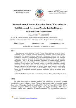 "Y&uuml;zme-batma, kaldirma kuvveti ve basin&ccedil;"Kavramlari ile ilgili iki