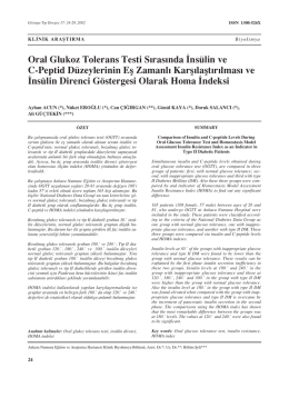 ‹nsülin ve C-Peptid Düzeylerinin Efl Zamanl› Karfl