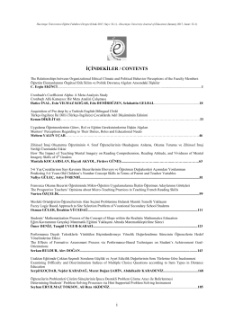 EF Dergi-İçindekiler - Hacettepe Üniversitesi Eğitim Fakültesi Dergisi