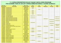 tc doğuş &uuml;niversitesi 2016-2017 bahar yarıyılı ders programı / the
