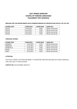 2017 sprıng semester school of foreıgn languages placement test