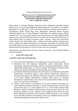 S&ouml;zleşmeli Bilişim Personeli Alım İlanı BİLİM