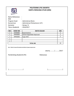 POLITEKNIK LP3I JAKARTA KARTU RENCANA STUDI (KRS)