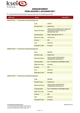 ANNOUNCEMENT PENG-025/KSEI.3.JKU/ISIN/012017