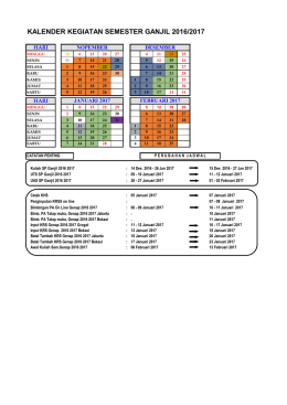 KALENDER KEGIATAN SEMESTER GANJIL 2016/2017